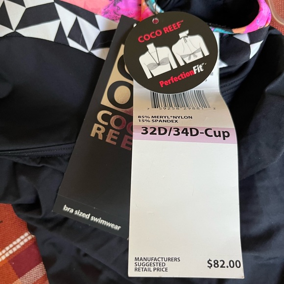 Coco Reef 32D 34D Black Sand Bandini Molded Bra Swimwear Tankini Top New - Picture 6 of 7